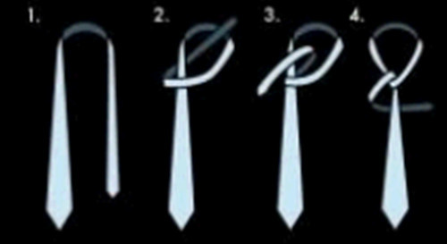회오리 넥타이 매는법, 1단계부터 4단계
