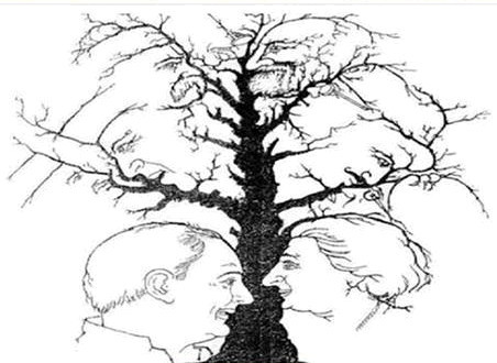 천재 구별 그림, 나무에 숨은 사람 얼굴