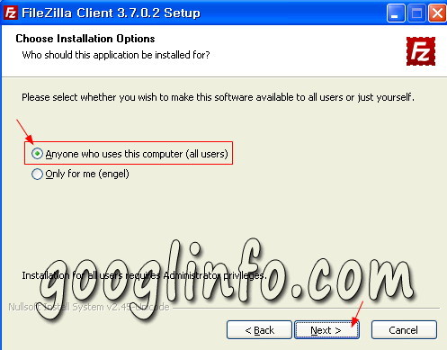 FileZilla 설치 방법, 사용자 지정