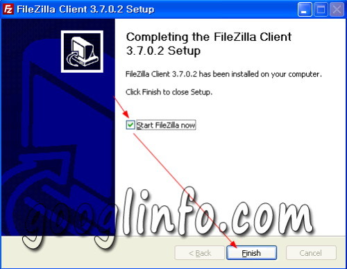 FileZilla 설치 방법, 인스톨 완료 모습